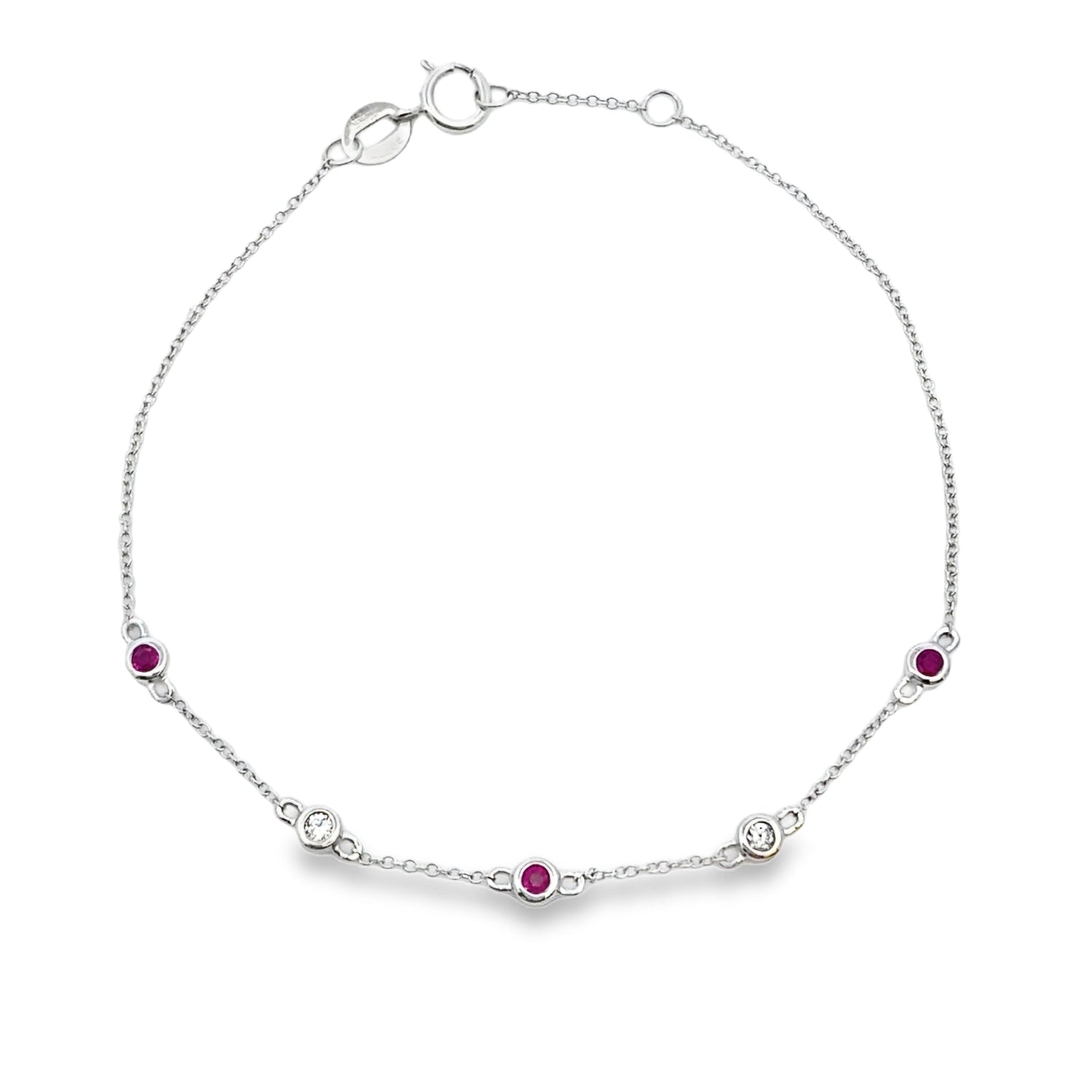 Natural .17ct Ruby Diamond Bracelet 14KT White Gold by Bids.com