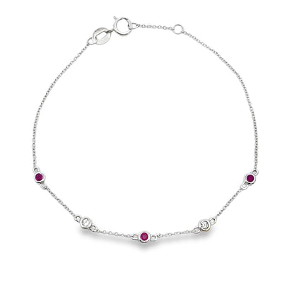 Natural .17ct Ruby Diamond Bracelet 14KT White Gold by Bids.com