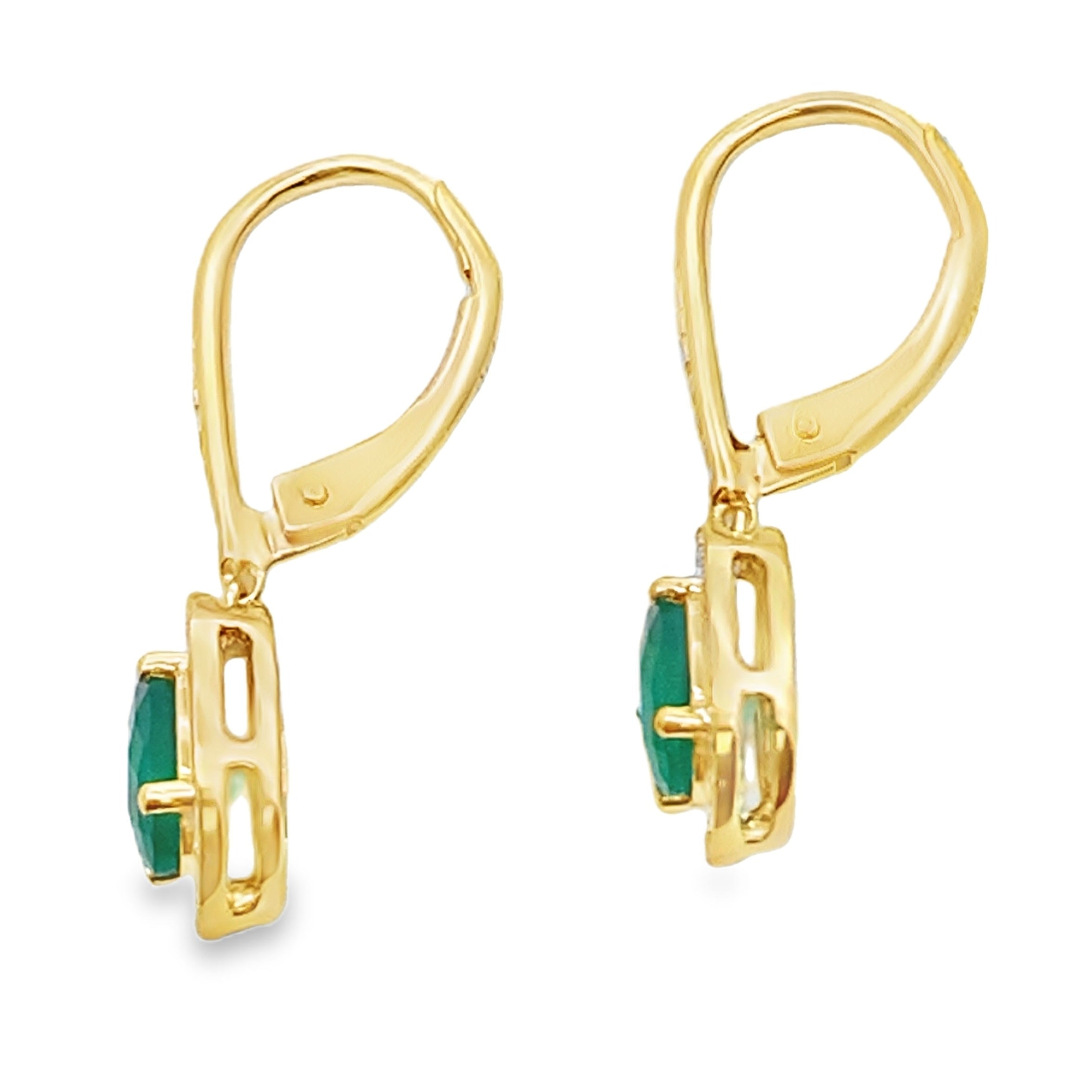 Chalcedony Diamond Dangle Earrings 10KT Yellow Gold by Bids.com