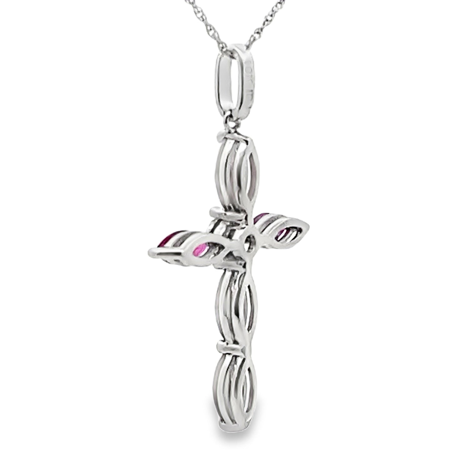 Ruby Diamond Cross Religious Pendant 10KT White Gold by Bids.com