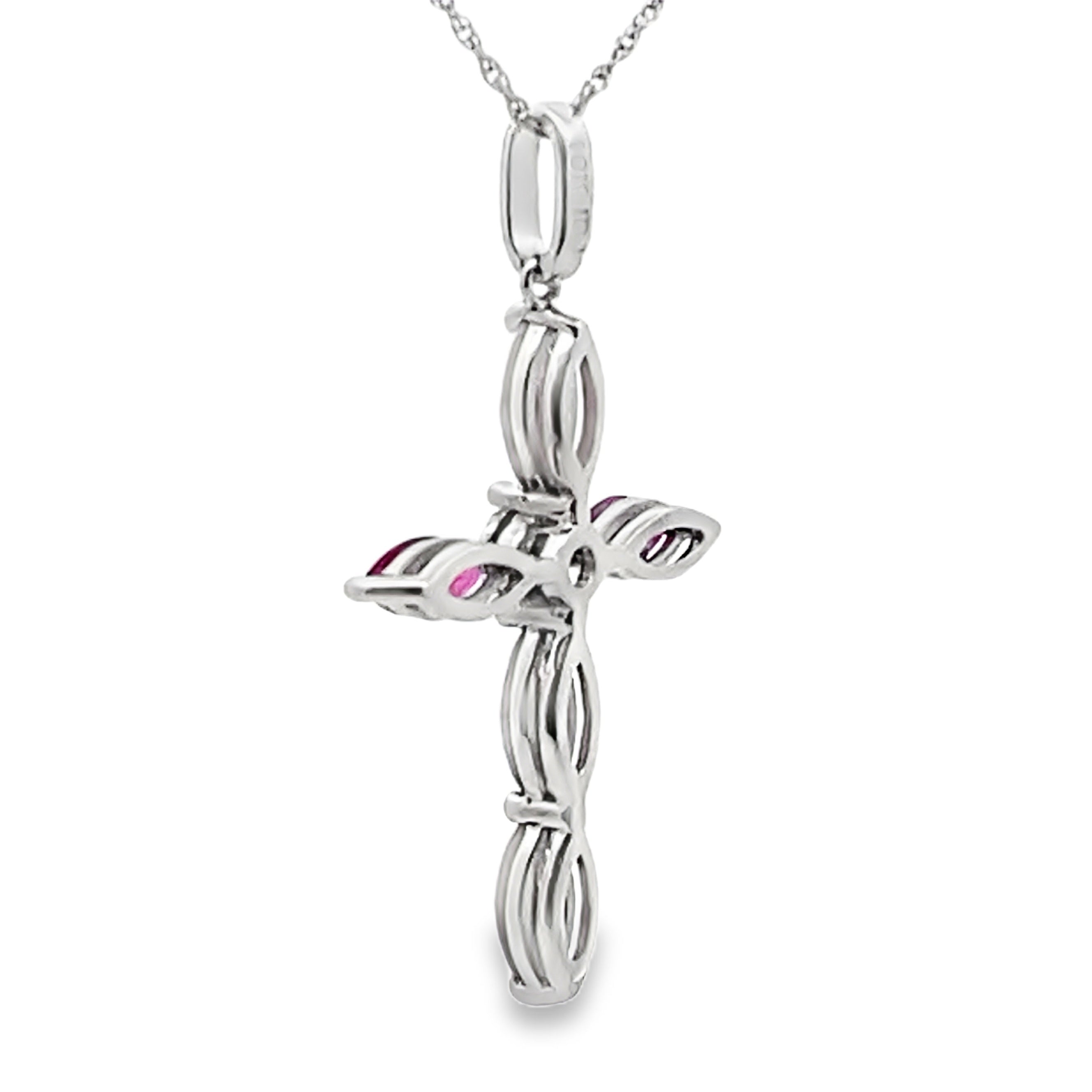 Ruby Diamond Cross Religious Pendant 10KT White Gold by Bids.com
