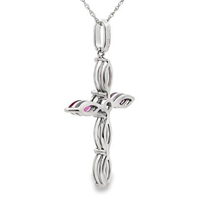 Ruby Diamond Cross Religious Pendant 10KT White Gold by Bids.com