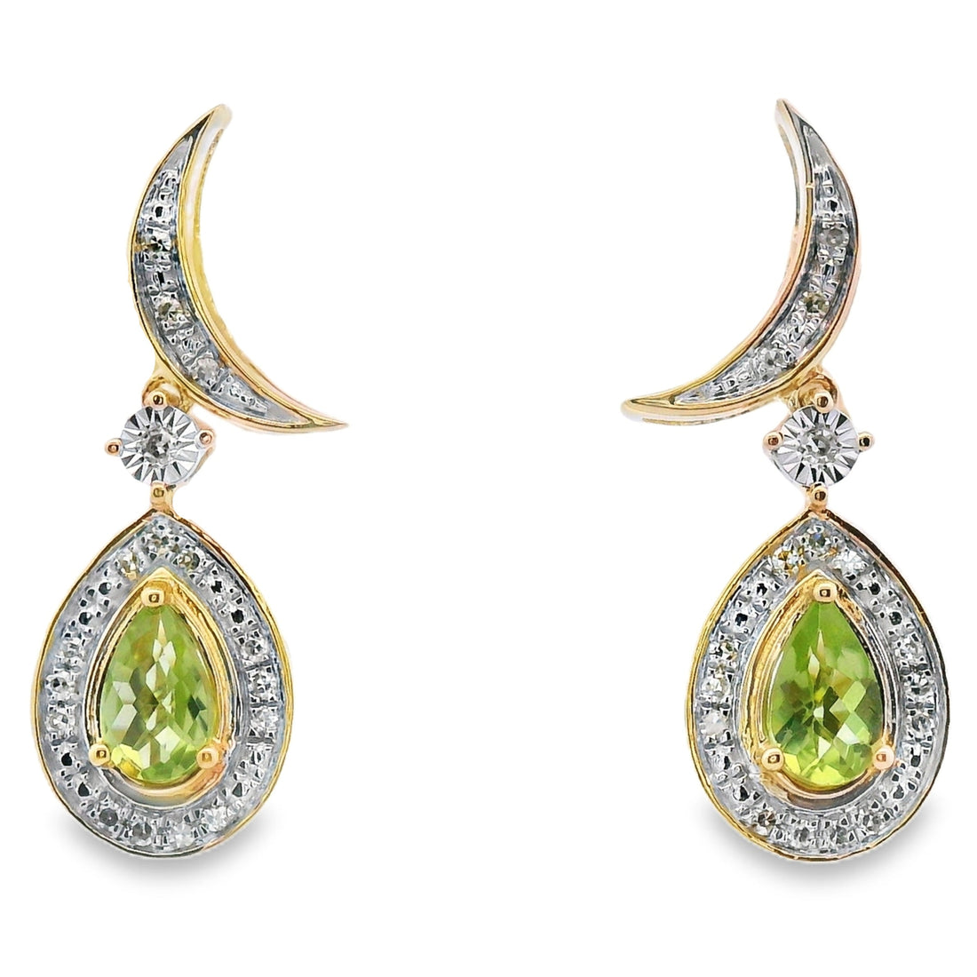 .52ct Peridot Diamond Dangle Earrings 10KT Yellow Gold by Bids.com