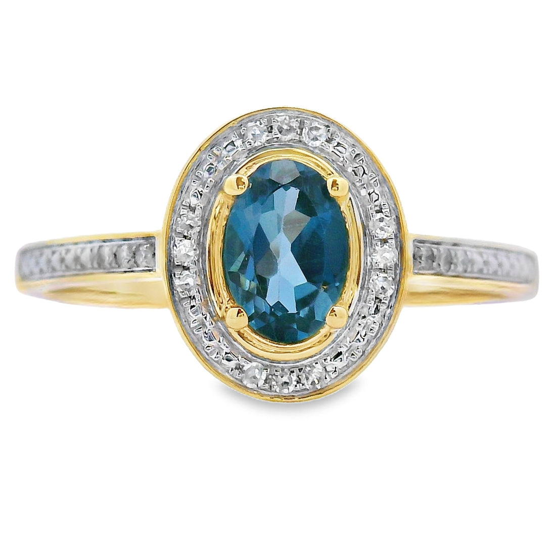 .59ct London Blue Topaz Diamond Ring 10KT Yellow Gold by Bids.com