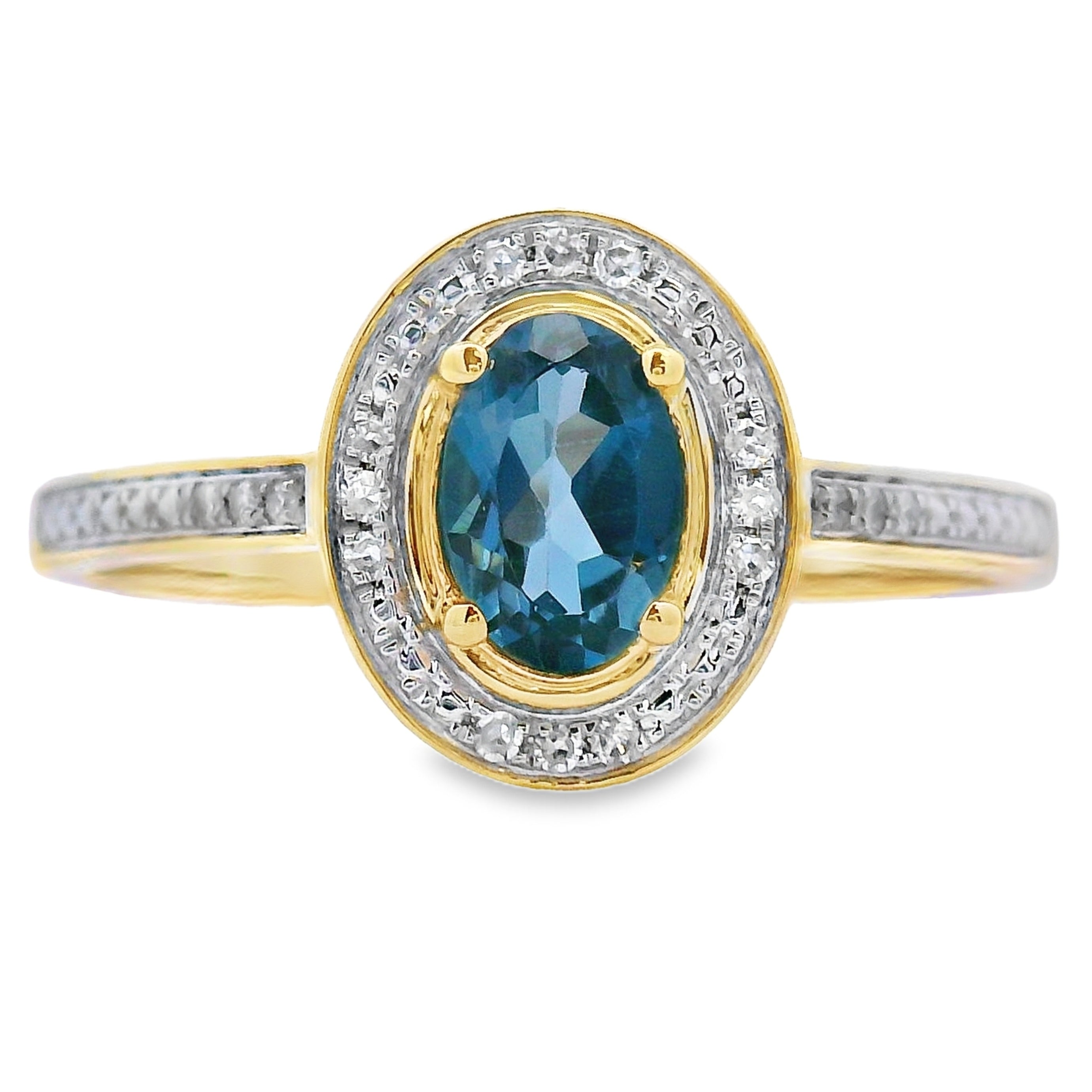 .59ct London Blue Topaz Diamond Ring 10KT Yellow Gold by Bids.com