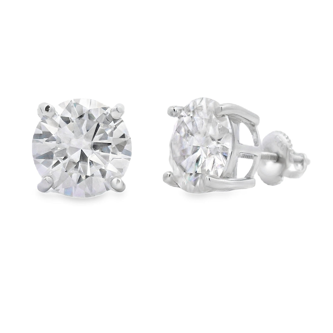 Natural 8.00ct Moissanite Stud Earrings Sterling Silver by Bids.com