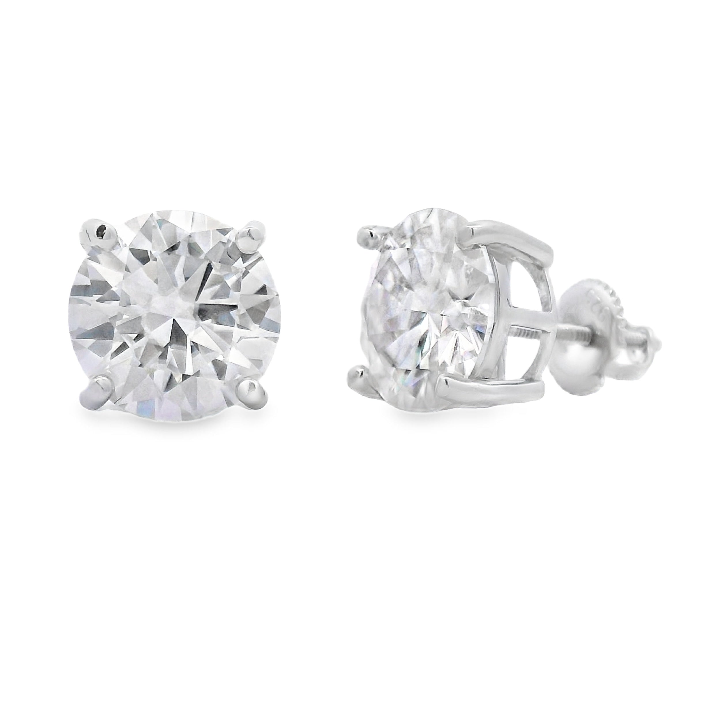 Natural 8.00ct Moissanite Stud Earrings Sterling Silver by Bids.com