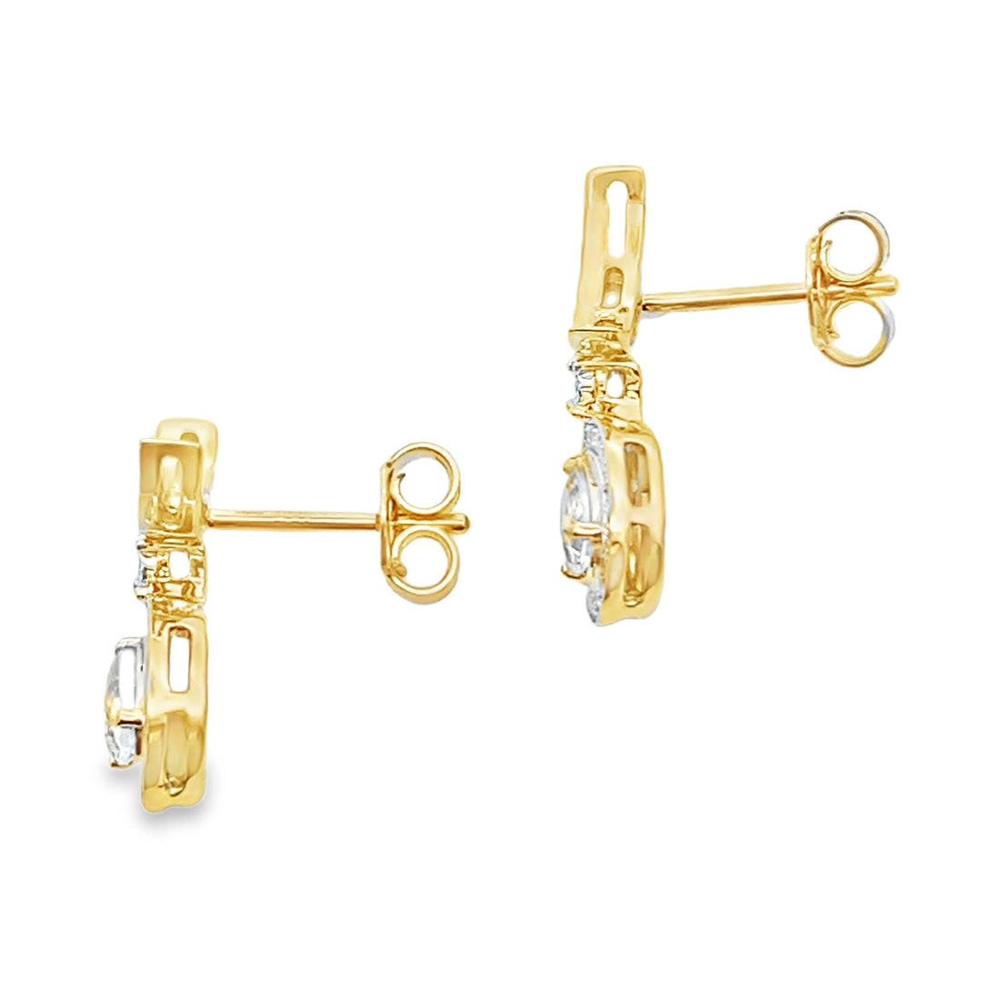 Aquamarine Diamond Dangle Earrings 10KT Yellow Gold by Bids.com