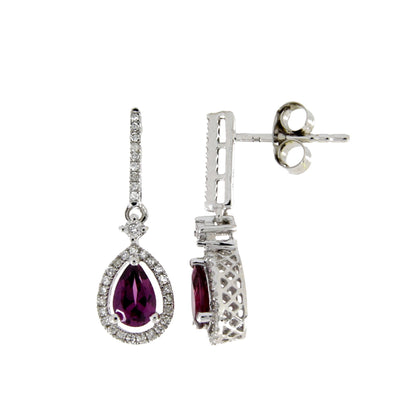 1.00ct Rhodolite Garnet Dangle Earrings 14KT White Gold by Bids.com