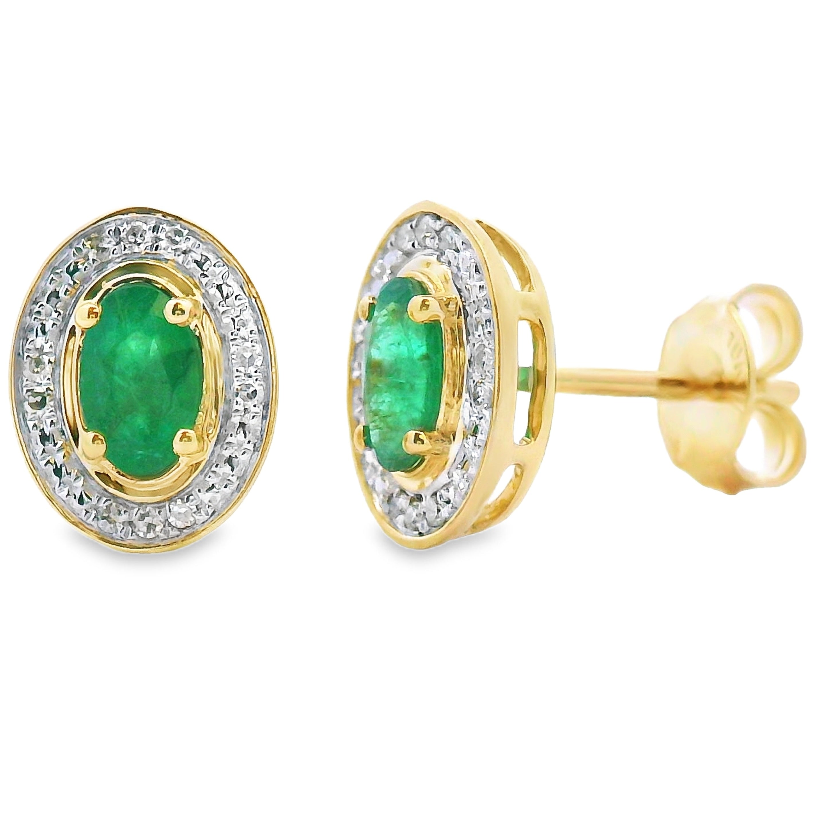 Genuine .38ct Emerald Diamond Earrings 10KT Yellow Gold by Bids.com