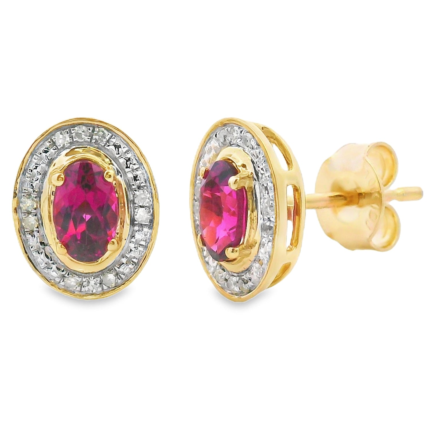 Genuine .67ct Garnet Diamond Earrings 10KT Yellow Gold by Bids.com