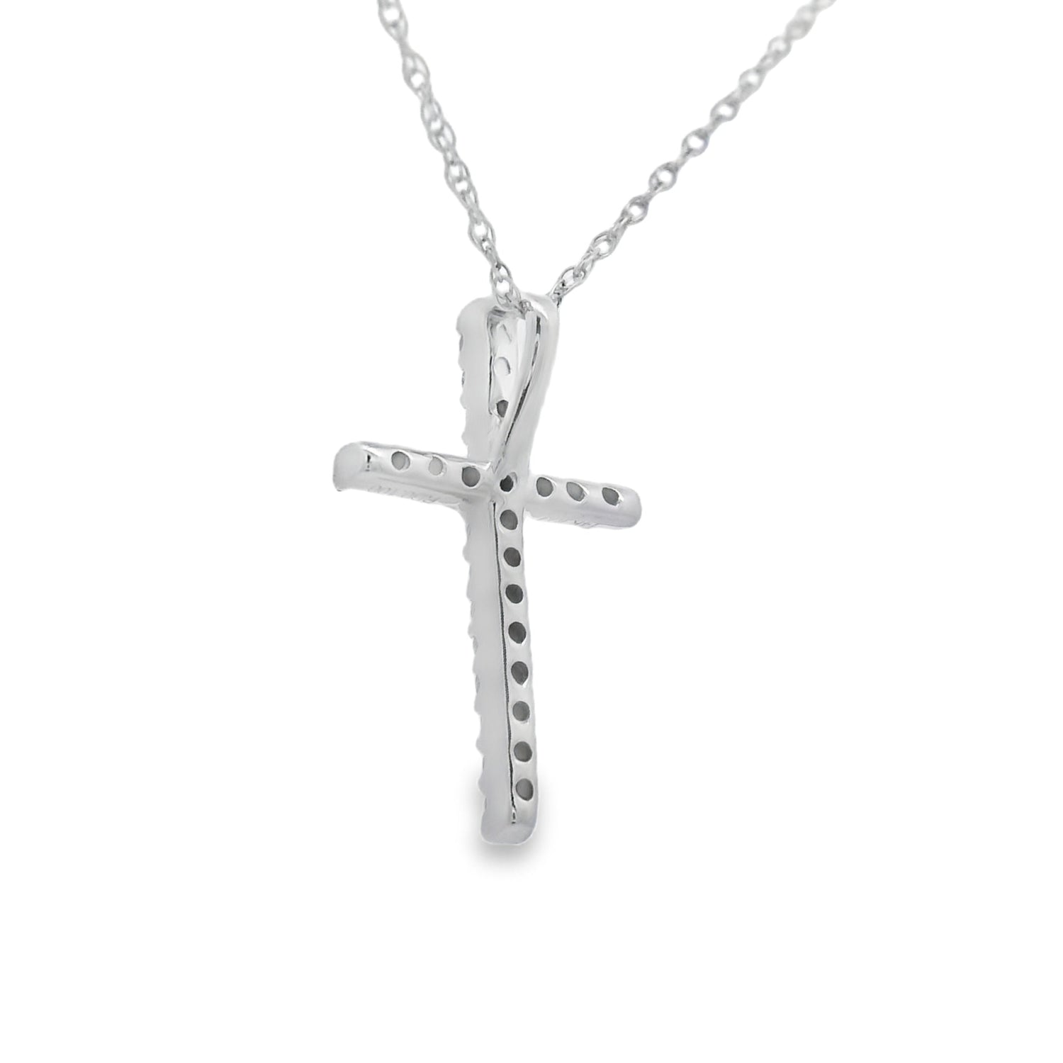 .10ct Diamond Cross Religious Pendant 14KT White Gold by Bids.com