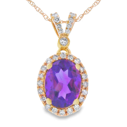 Amethyst Diamond Fashion Pendants 14KT Yellow Gold