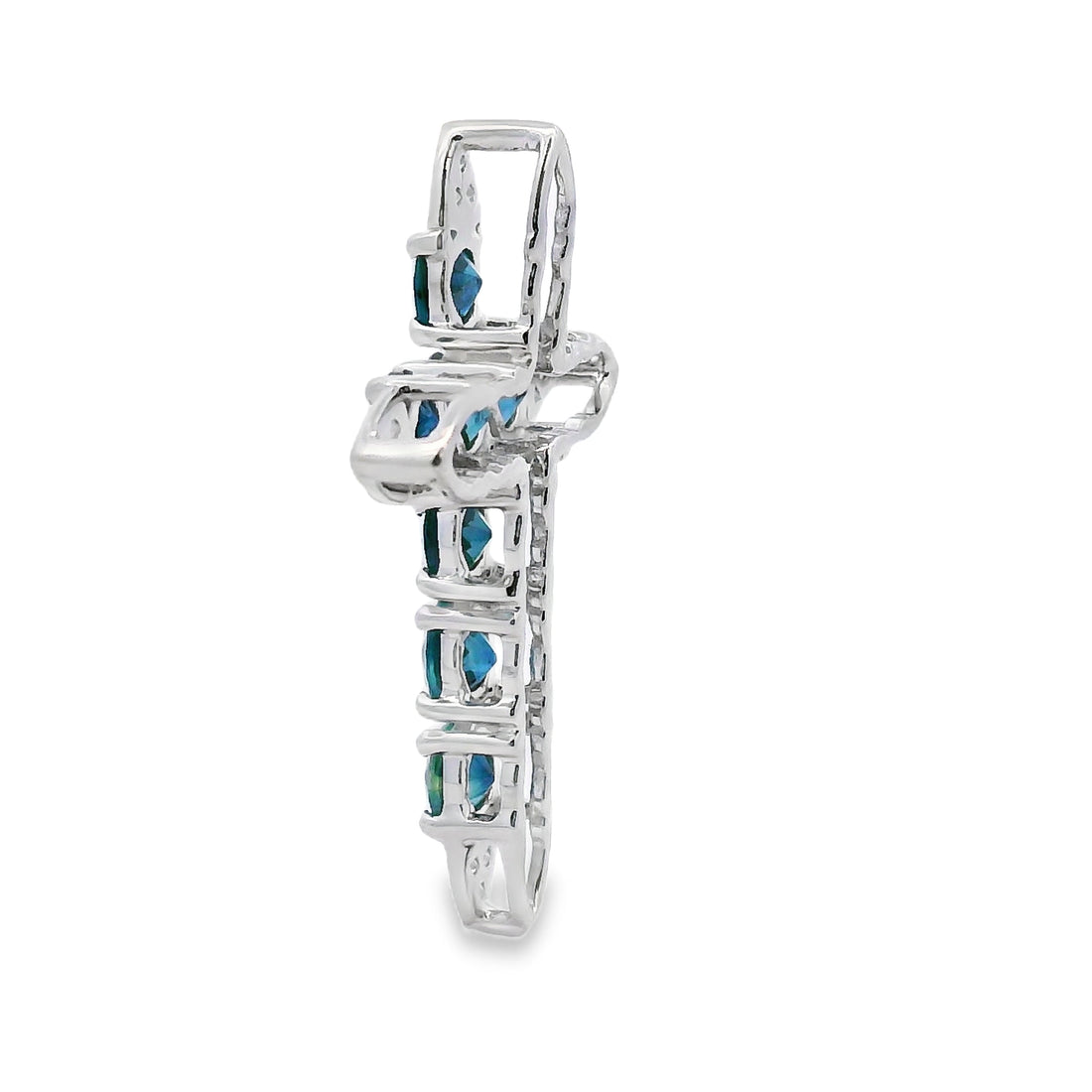 1.68ct Sapphire Cross Religious Pendant 14KT White Gold by Bids.com