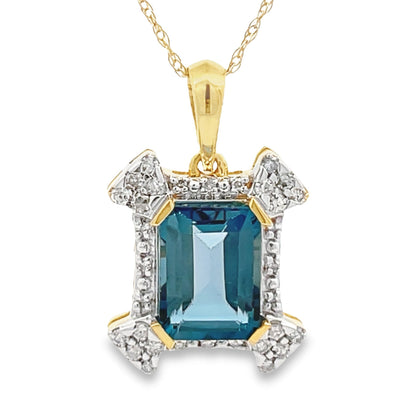 London Blue Topaz Fashion Pendants 10KT Yellow Gold by Bids.com