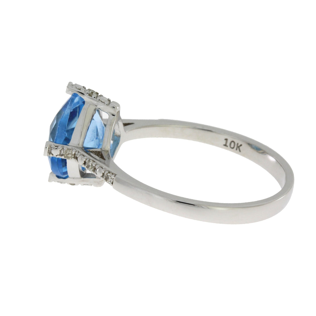 Natural 1.20ct Blue Topaz Diamond Ring 10KT White Gold by Bids.com