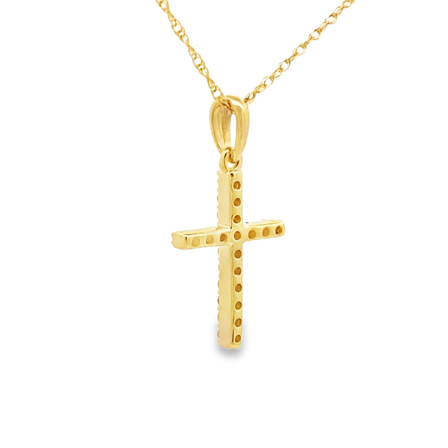 .10ct Diamond Cross Religious Pendant 14KT Yellow Gold by Bids.com
