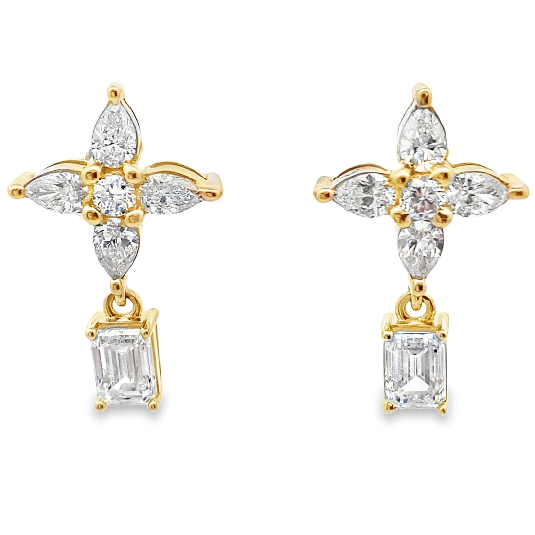Lab Grown Diamond Dangle Earrings 14KT Yellow Gold by Bids.com
