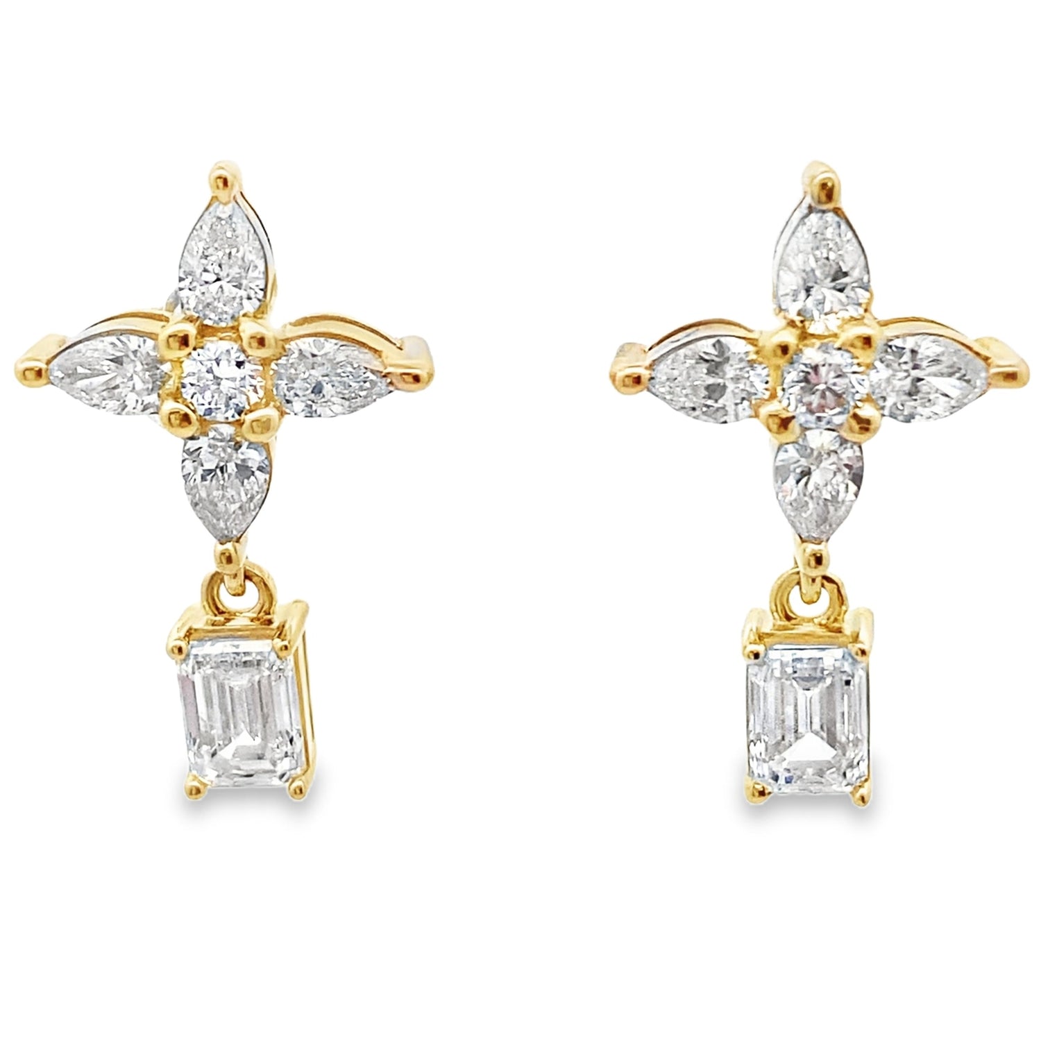 Lab Grown Diamond Dangle Earrings 14KT Yellow Gold by Bids.com