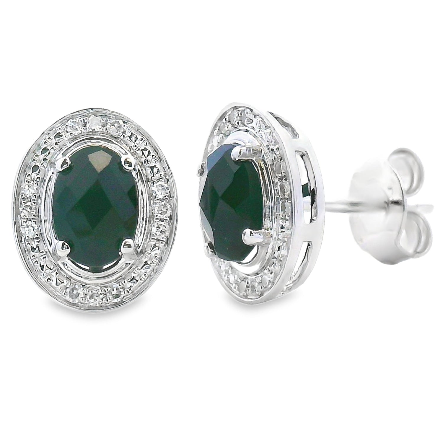 Natural 1.05ct Onyx Diamond Earrings 10KT White Gold by Bids.com