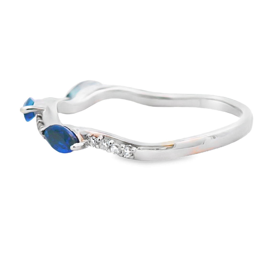 Sapphire Diamond stackable band set 14KT White Gold by Bids.com