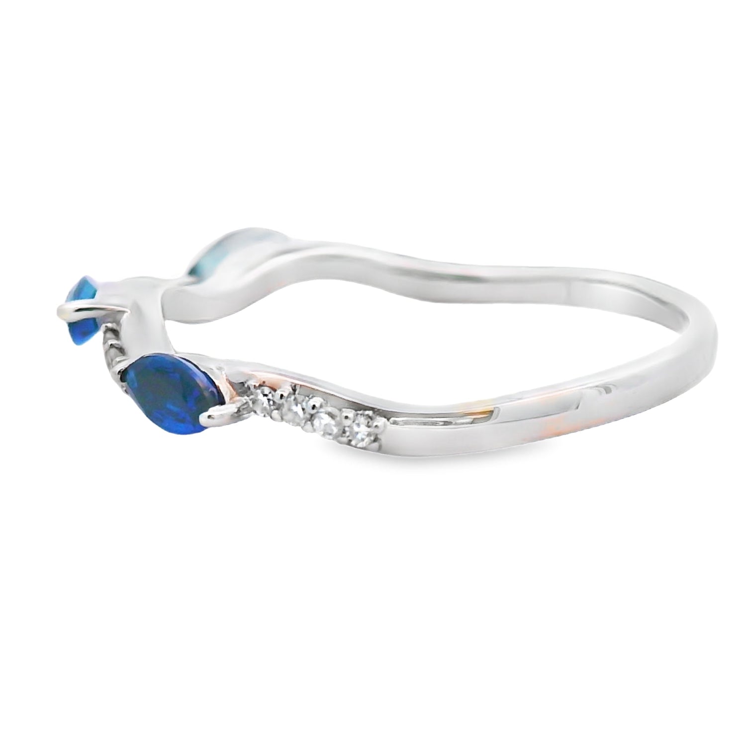 Sapphire Diamond stackable band set 14KT White Gold by Bids.com