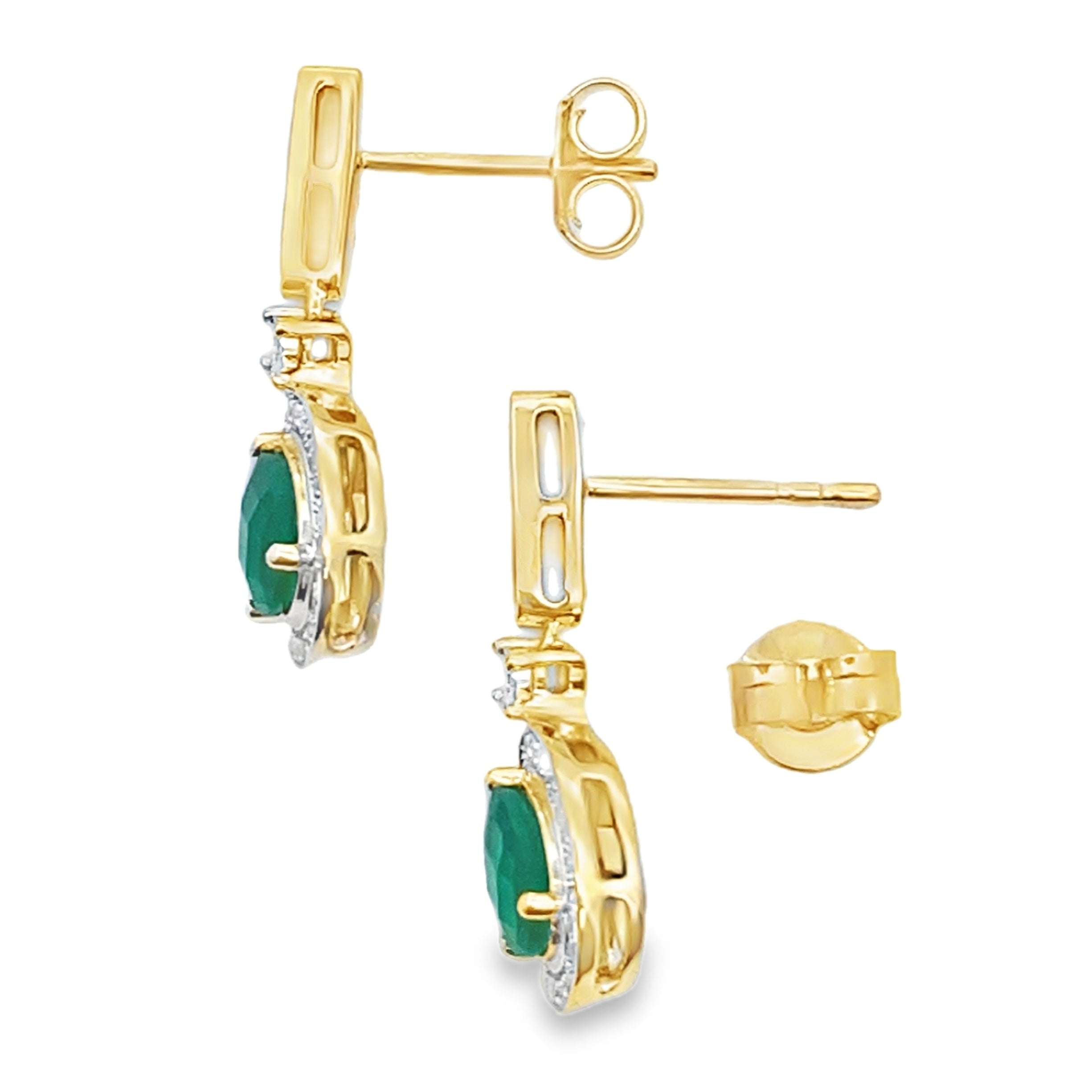 Chalcedony Diamond Dangle Earrings 10KT Yellow Gold by Bids.com