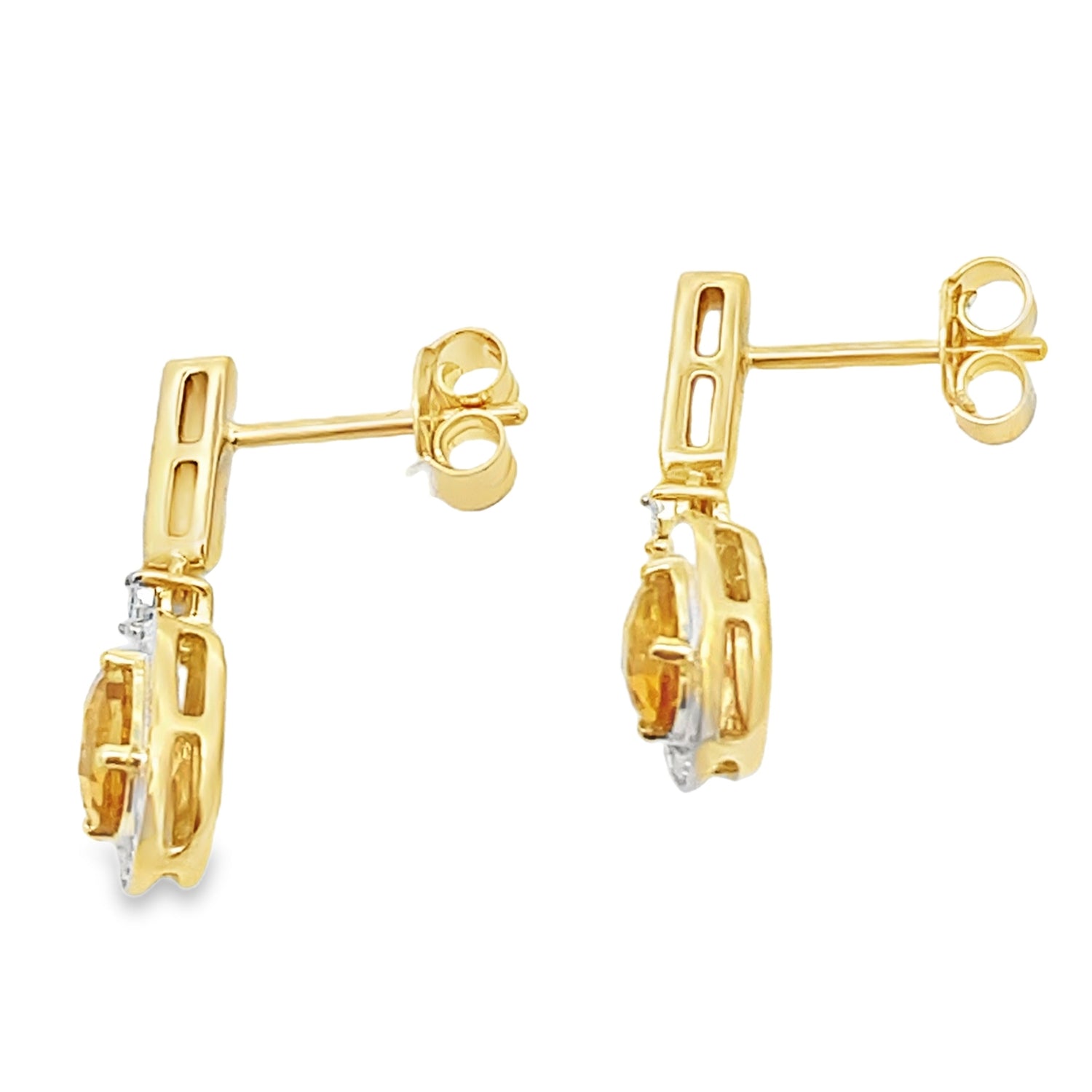 1.06ct Citrine Diamond Dangle Earrings 10KT Yellow Gold by Bids.com