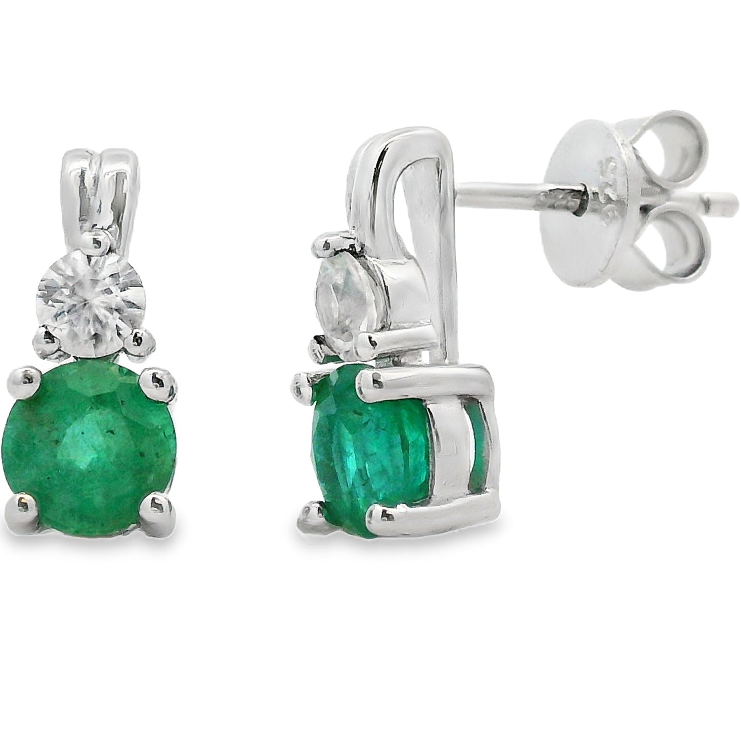 Natural 1.32ct Emerald Zircon Earrings Sterling Silver by Bids.com