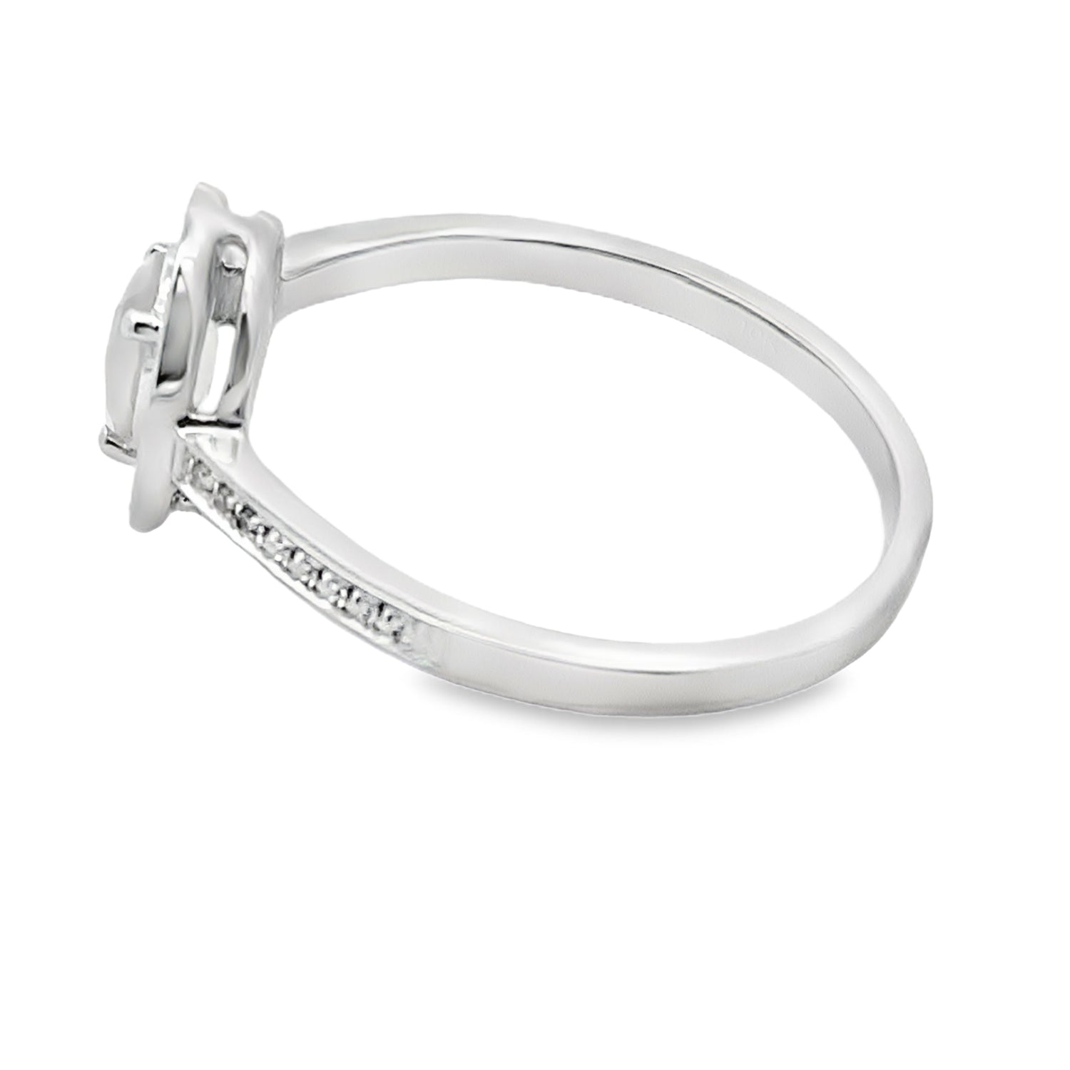 Natural .44ct Rose Quartz Diamond Ring 10KT White Gold by Bids.com