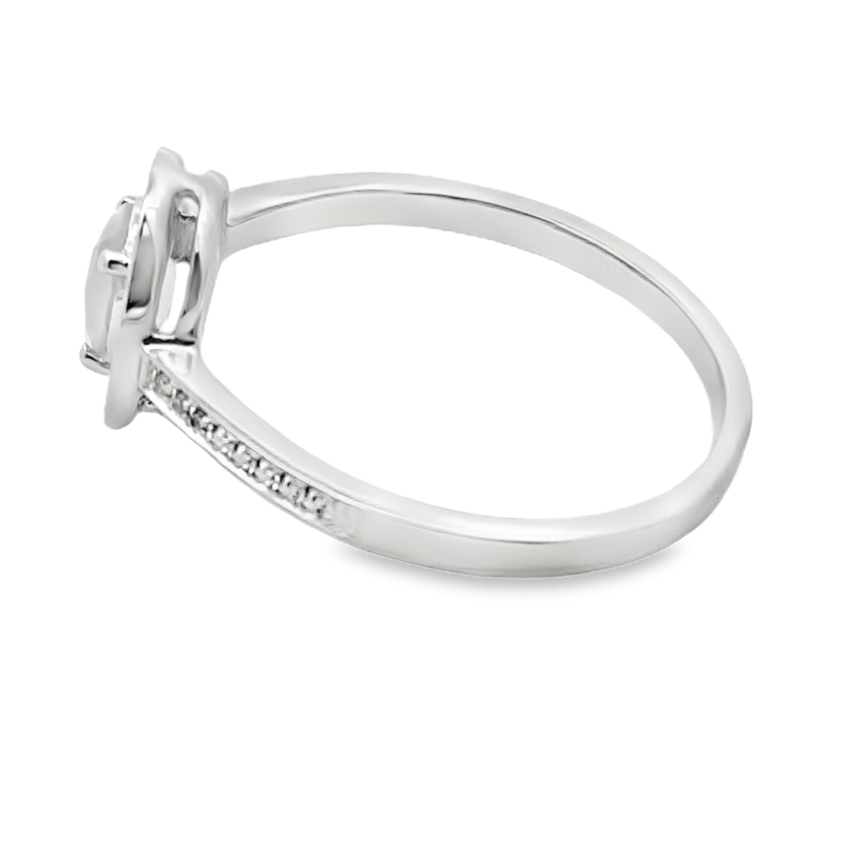 Natural .44ct Rose Quartz Diamond Ring 10KT White Gold by Bids.com