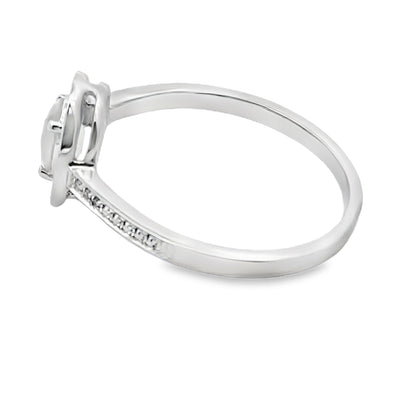 Natural .44ct Rose Quartz Diamond Ring 10KT White Gold by Bids.com