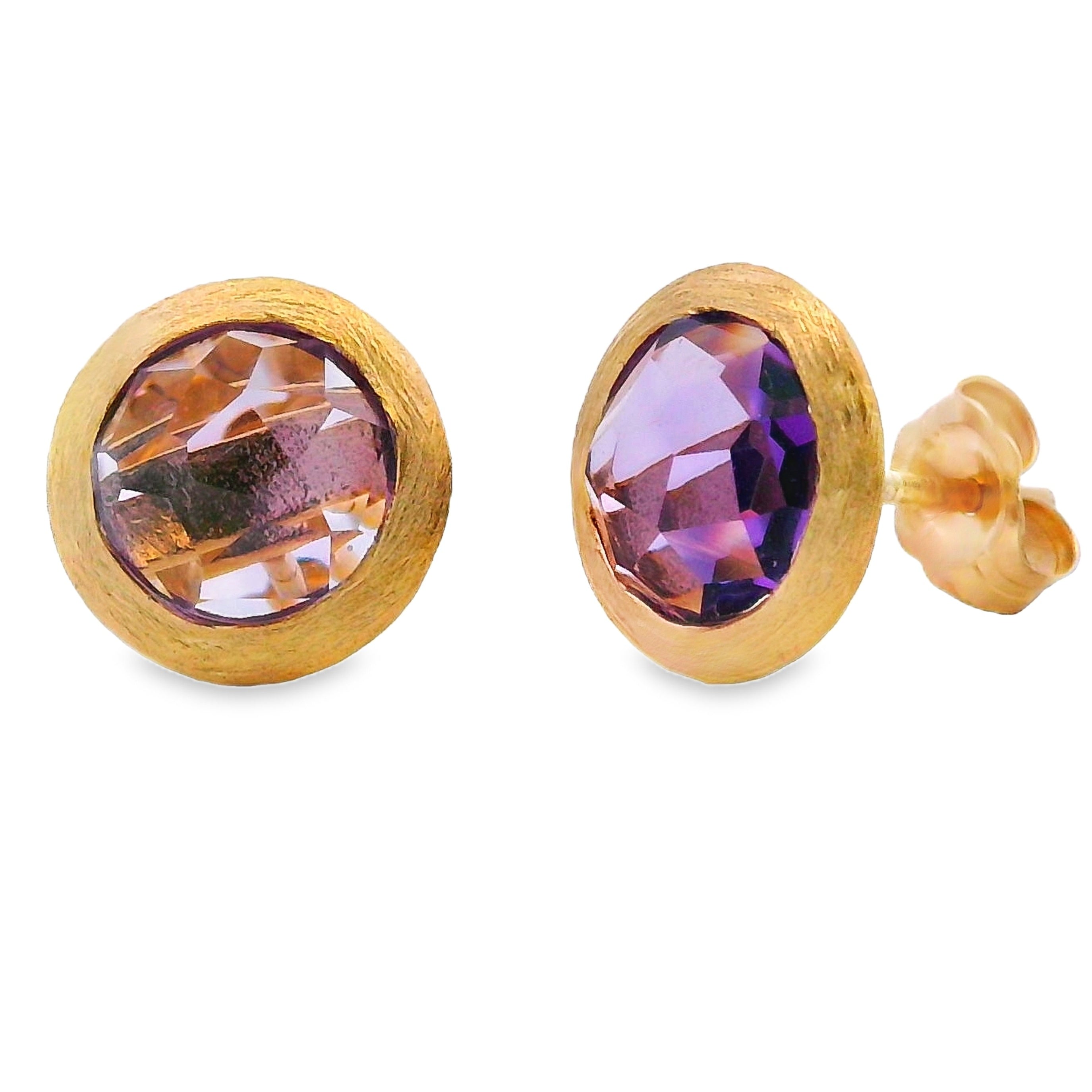 Natural 2.20ct Amethyst Earrings 14KT Yellow Gold by Bids.com