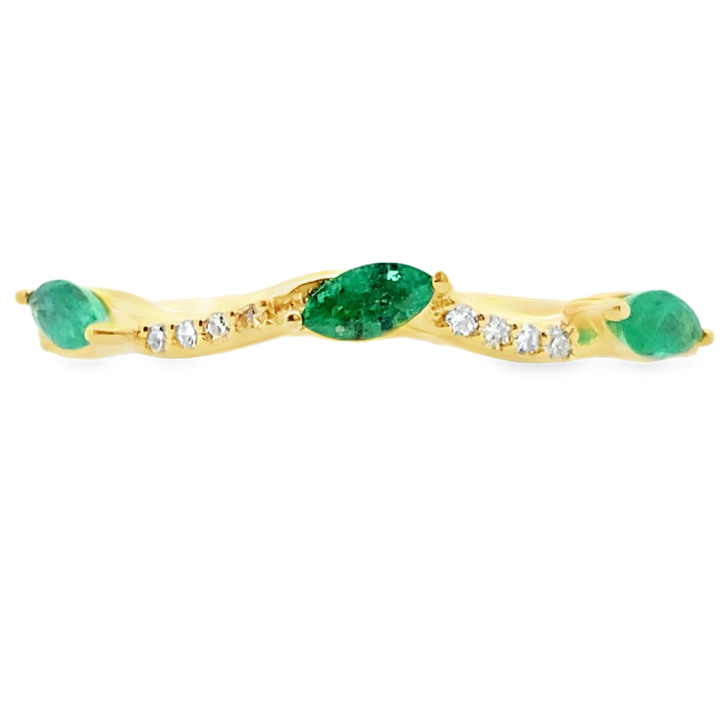 Emerald Diamond stackable band set 14KT Yellow Gold by Bids.com