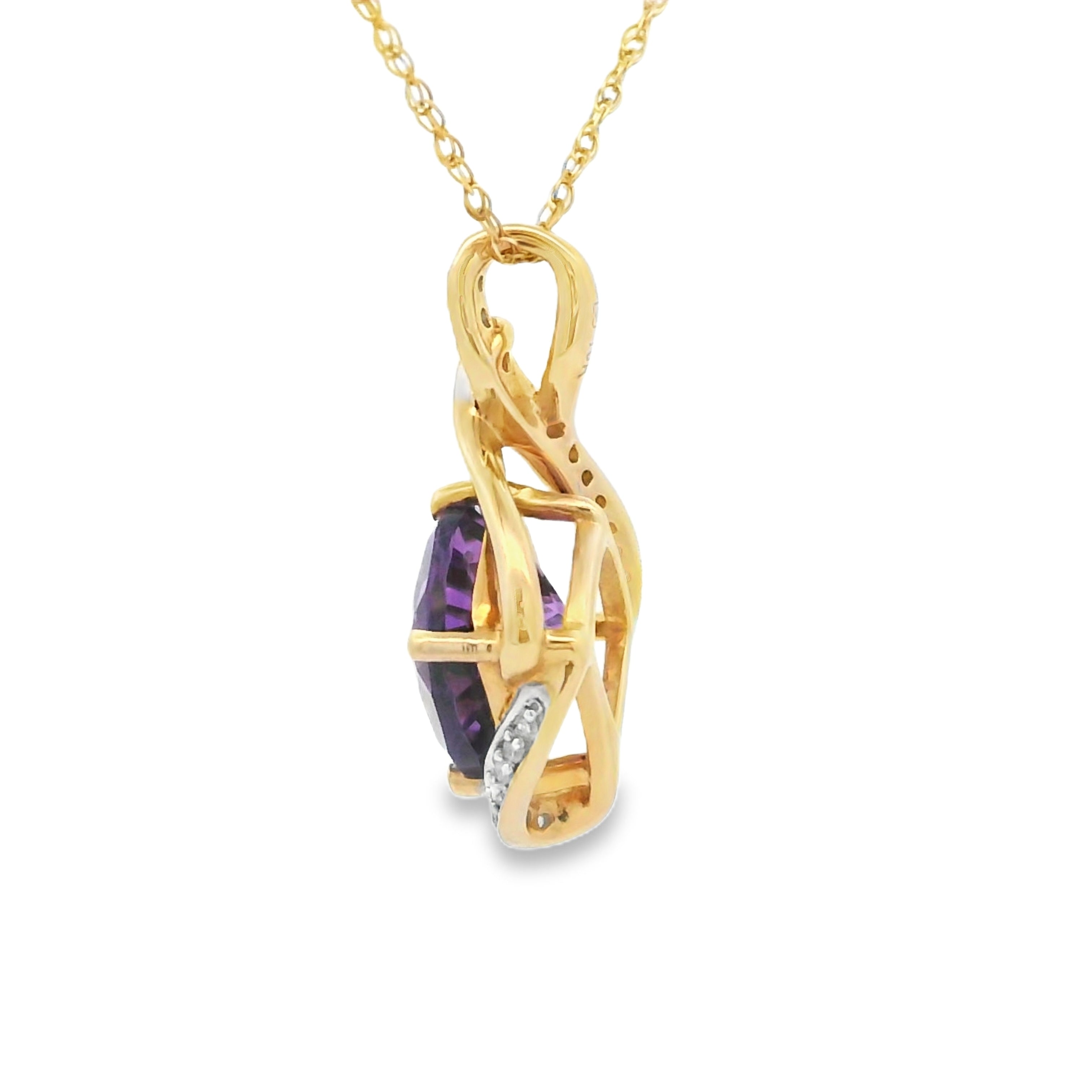 Amethyst Diamond Fashion Pendants 10KT Yellow Gold by Bids.com
