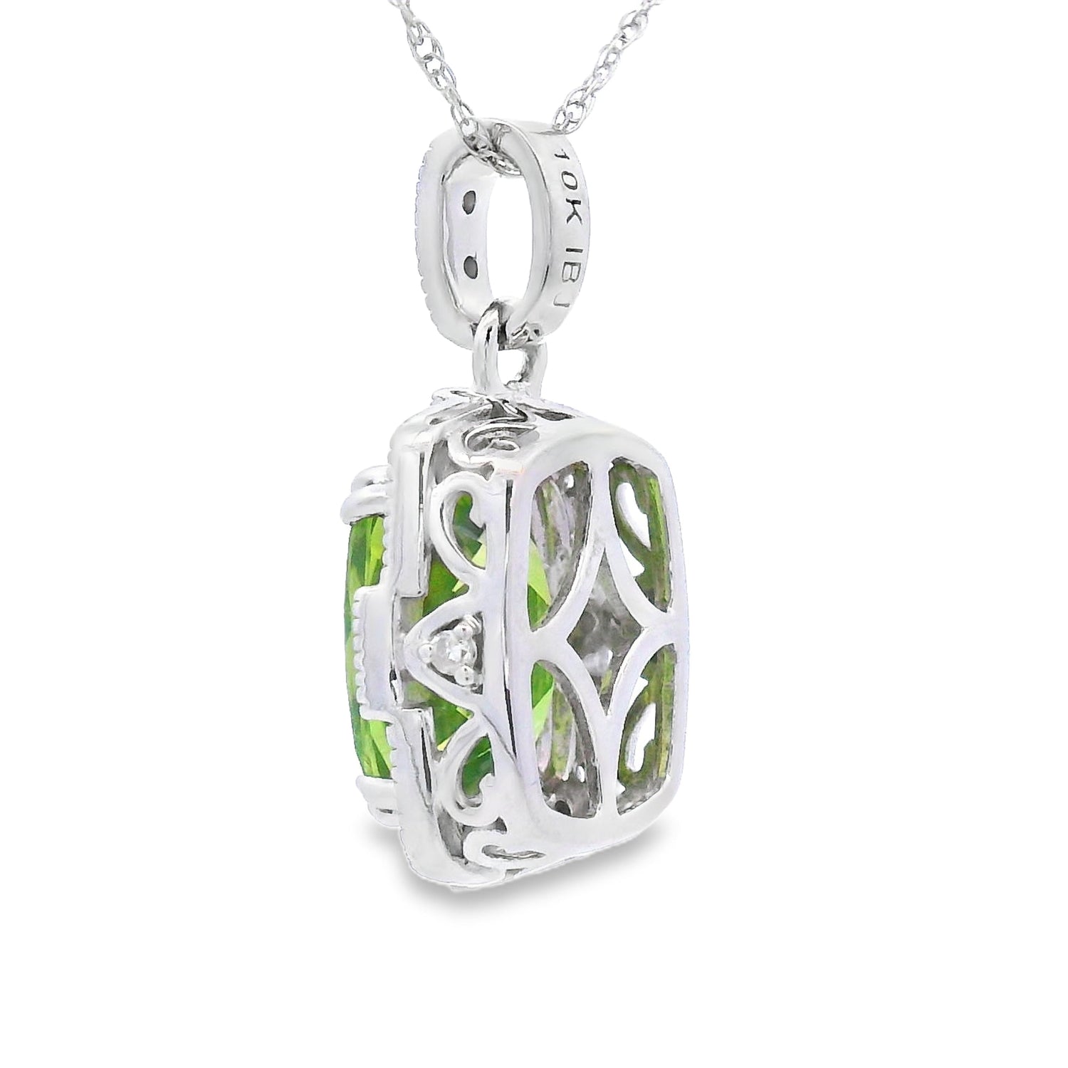 2.03ct Peridot Diamond Fashion Pendants 10KT White Gold by Bids.com