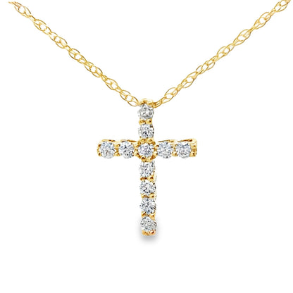 .12ct Diamond Cross Religious Pendant 10KT Yellow Gold