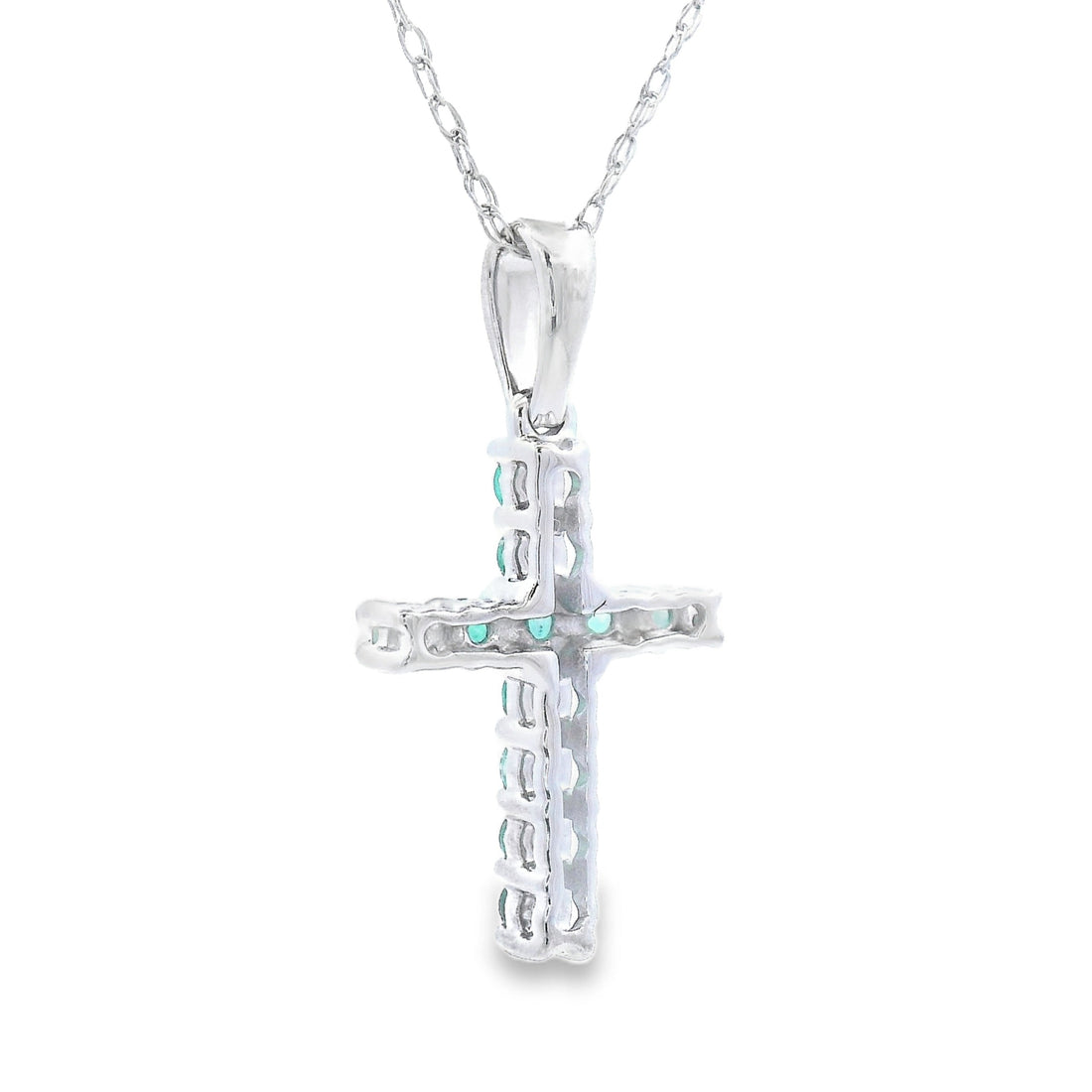 .20ct Emerald Cross Religious Pendant 14KT White Gold by Bids.com