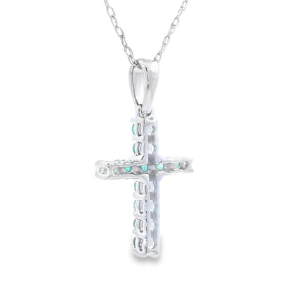 .20ct Emerald Cross Religious Pendant 14KT White Gold by Bids.com
