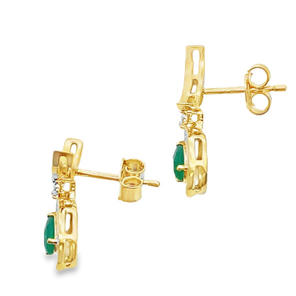 Chalcedony Diamond Dangle Earrings 10KT Yellow Gold by Bids.com