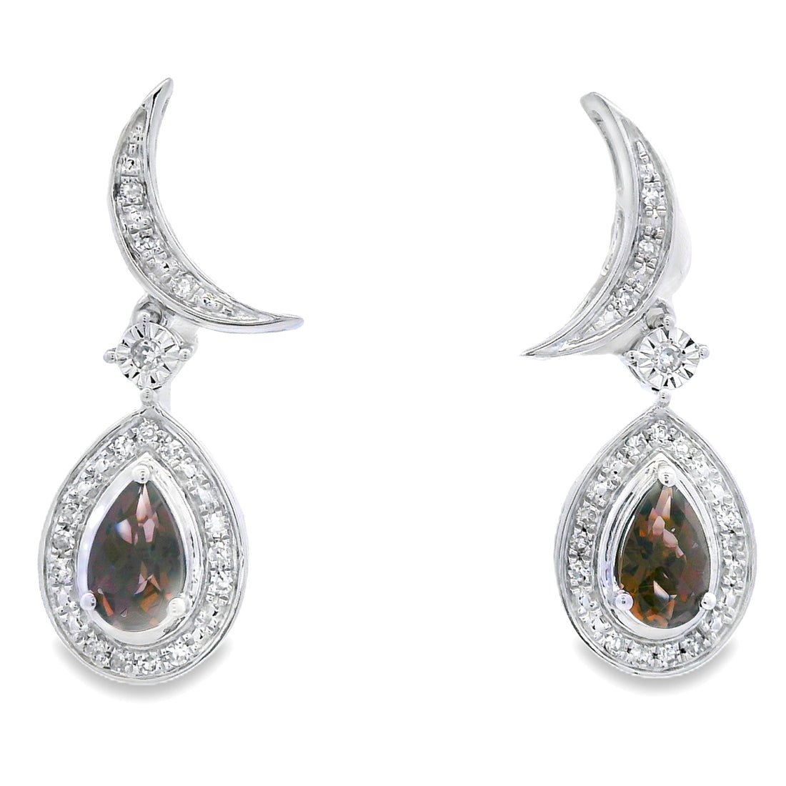 .47ct Quartz Diamond Dangle Earrings 10KT White Gold by Bids.com