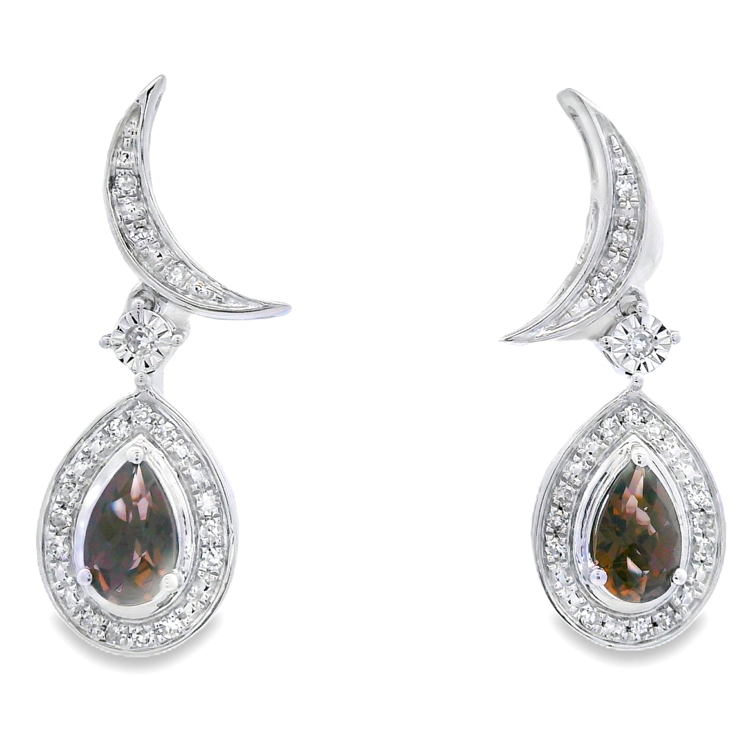 .47ct Quartz Diamond Dangle Earrings 10KT White Gold by Bids.com