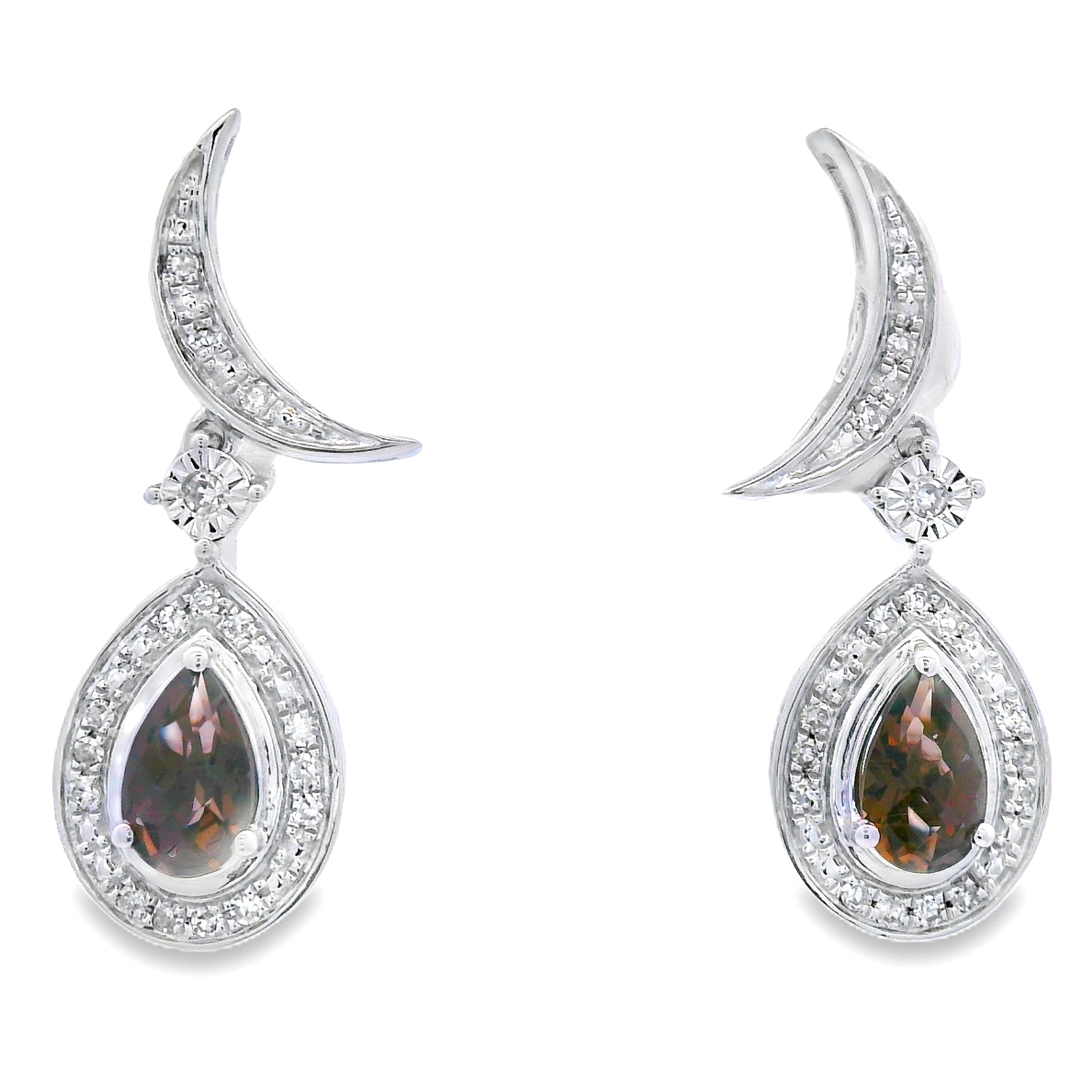 .47ct Quartz Diamond Dangle Earrings 10KT White Gold by Bids.com