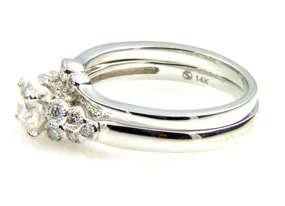 .90ct Antique Style Engagement Ring Set 14KT White Gold by Bids.com