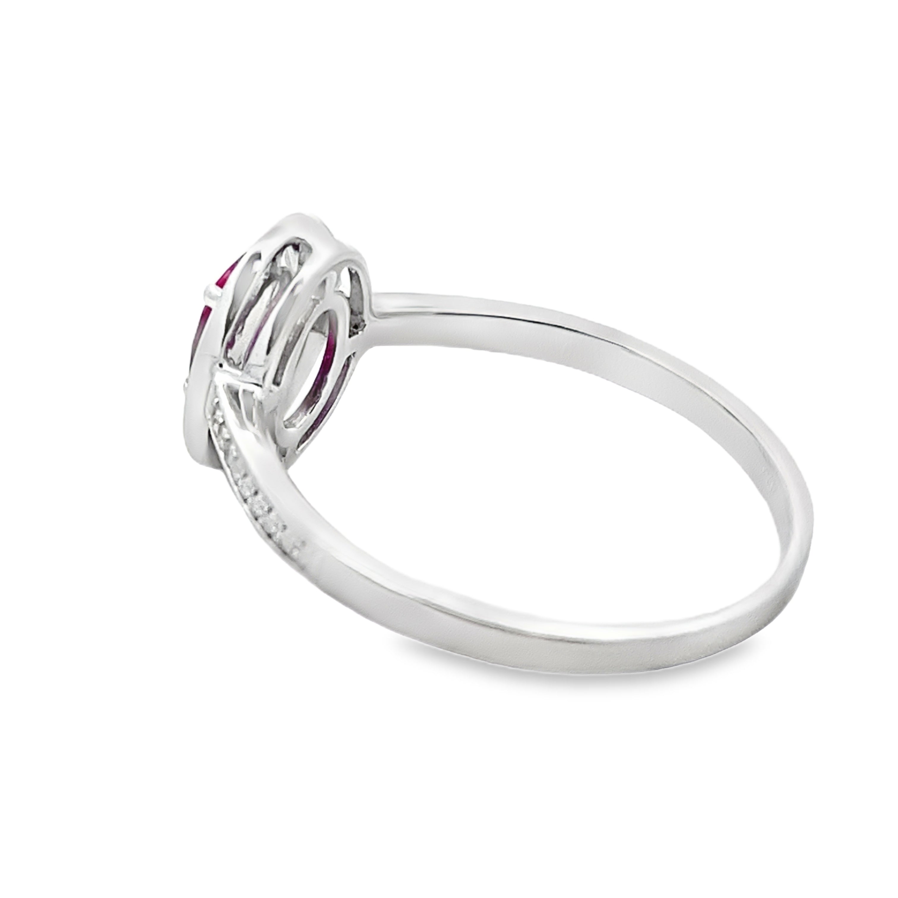 Genuine .67ct Ruby Diamond Ring 10KT White Gold by Bids.com
