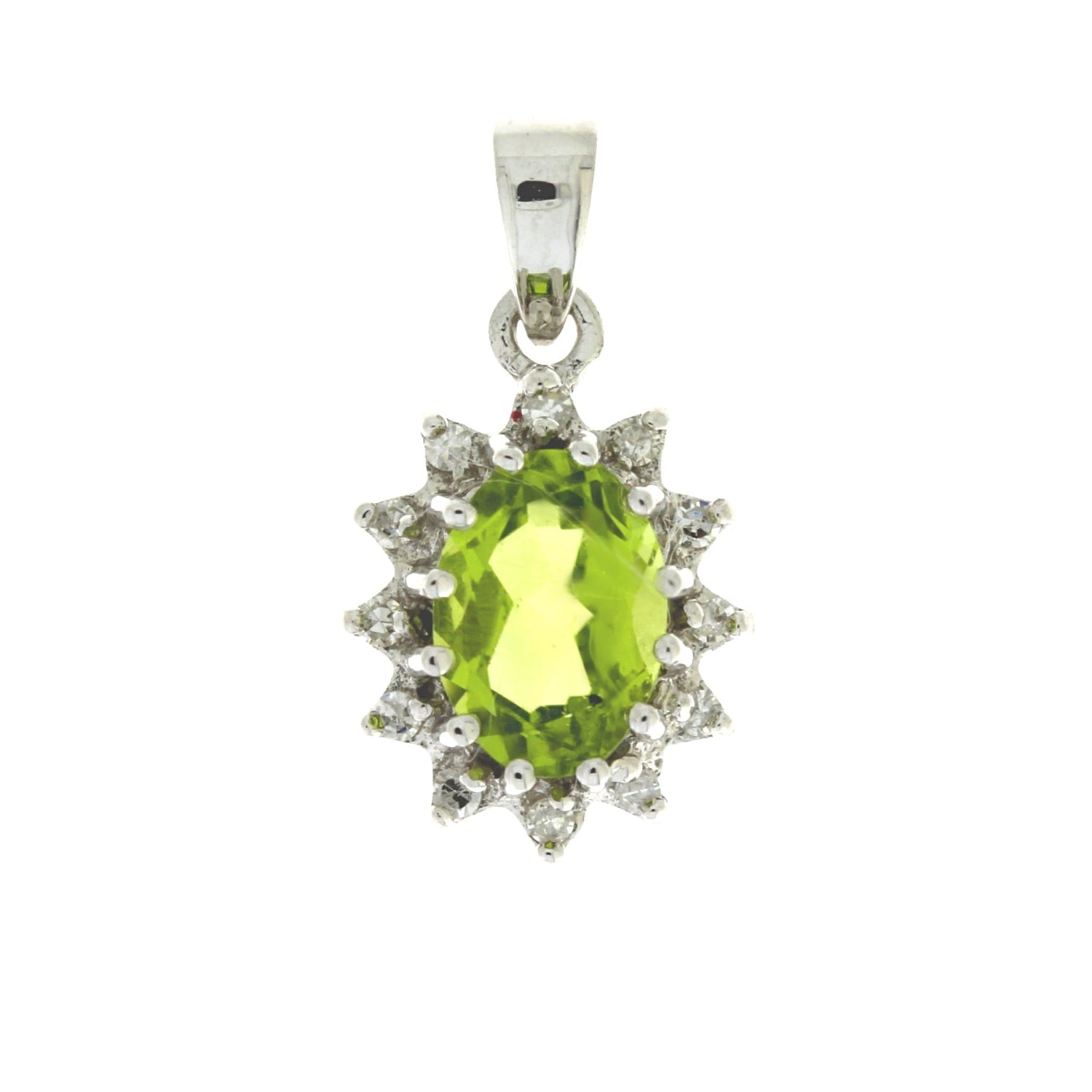 .96ct Peridot Diamond Fashion Pendants 10KT White Gold by Bids.com