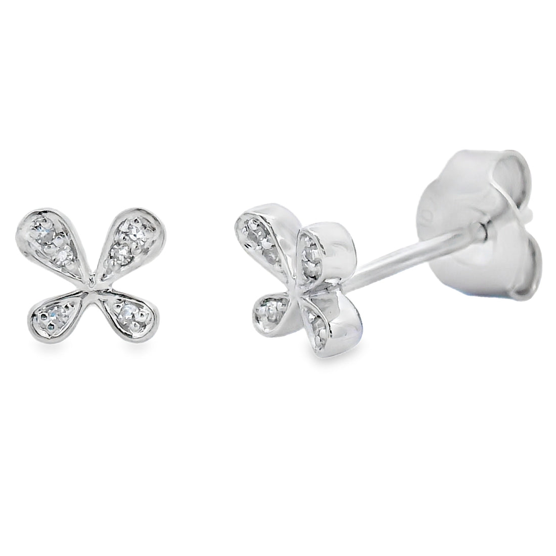 Natural .03ct Diamond Earrings 10KT White Gold by Bids.com