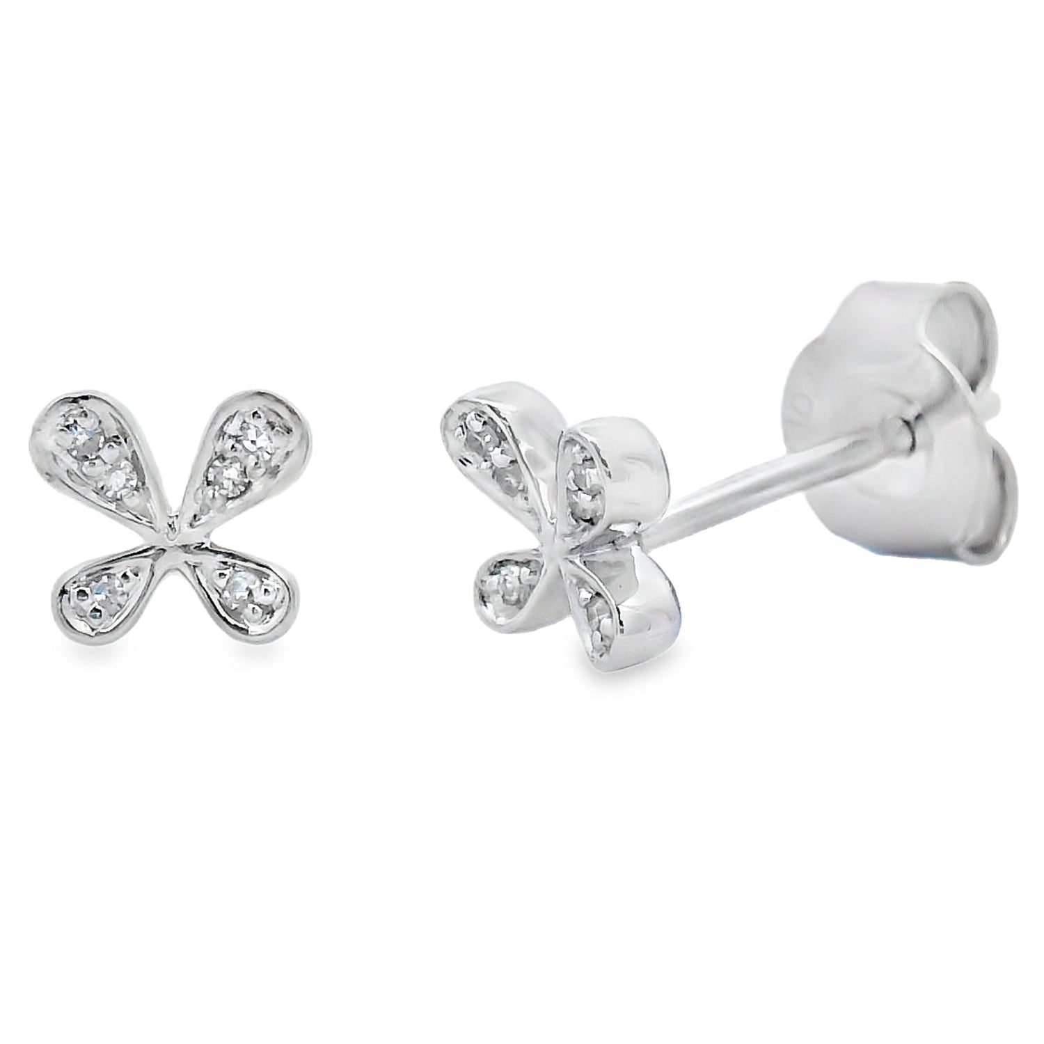 Natural .03ct Diamond Earrings 10KT White Gold by Bids.com