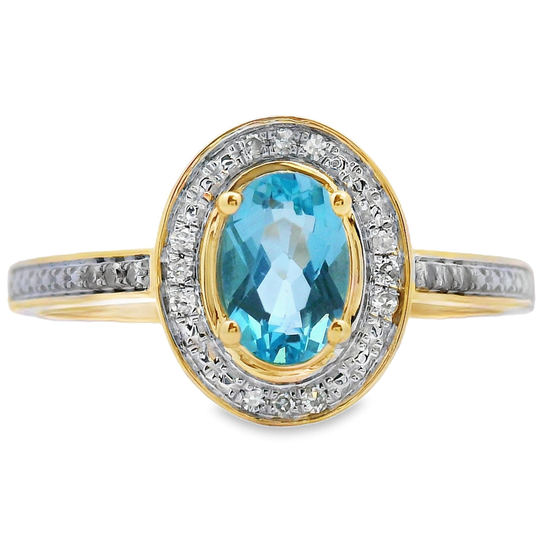 Genuine .49ct Blue Topaz Diamond Ring 10KT Yellow Gold by Bids.com