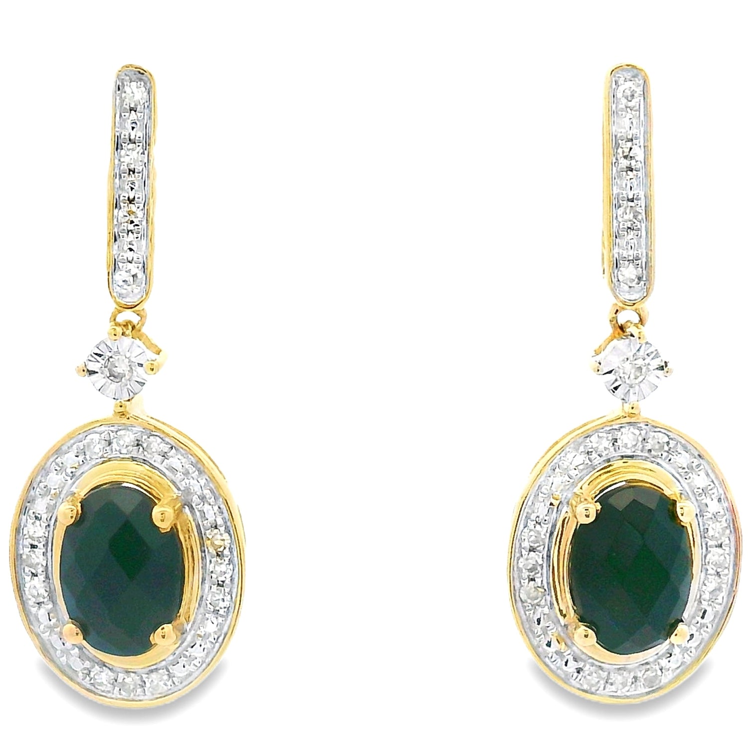1.06ct Onyx Diamond Dangle Earrings 10KT Yellow Gold by Bids.com